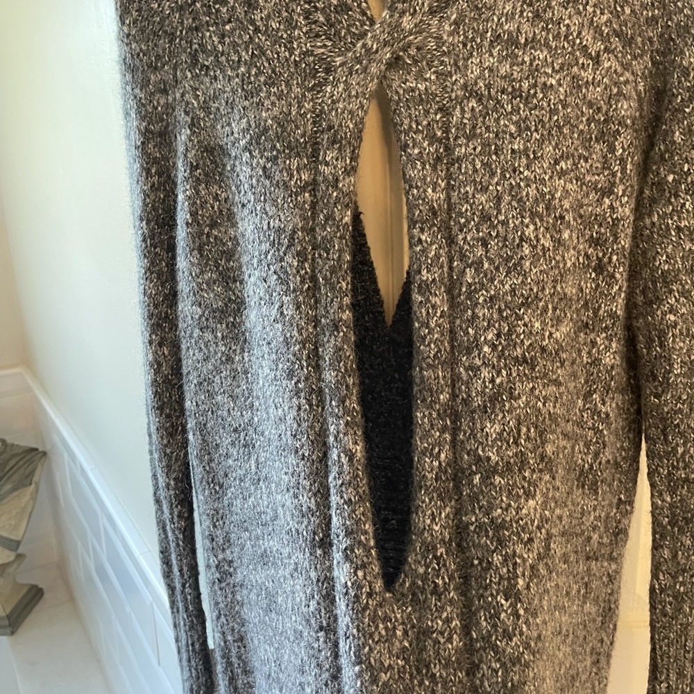 Chunky Button Front Sweater With Cut Out In Back - image 4